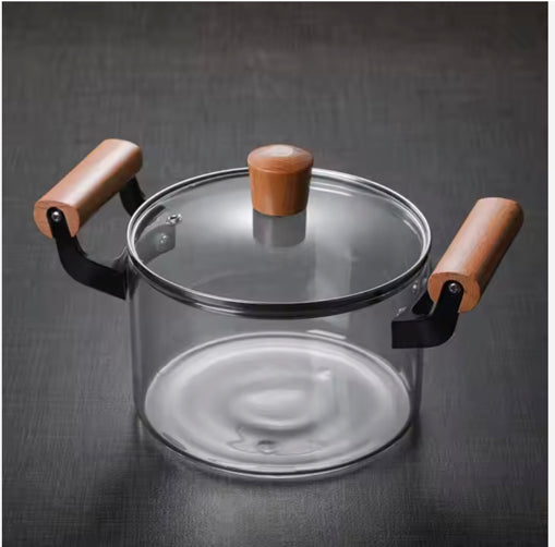 Heavy Duty Borosilicate Thick Glass Cooking Pots 2 Quarts to 5.8 Quarts