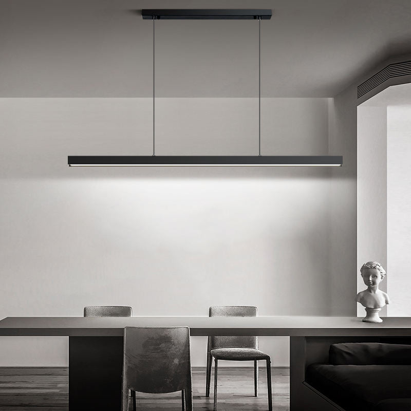 Modern Minimalist Long Strip Chandelier Black Line LED Pendant Lamp