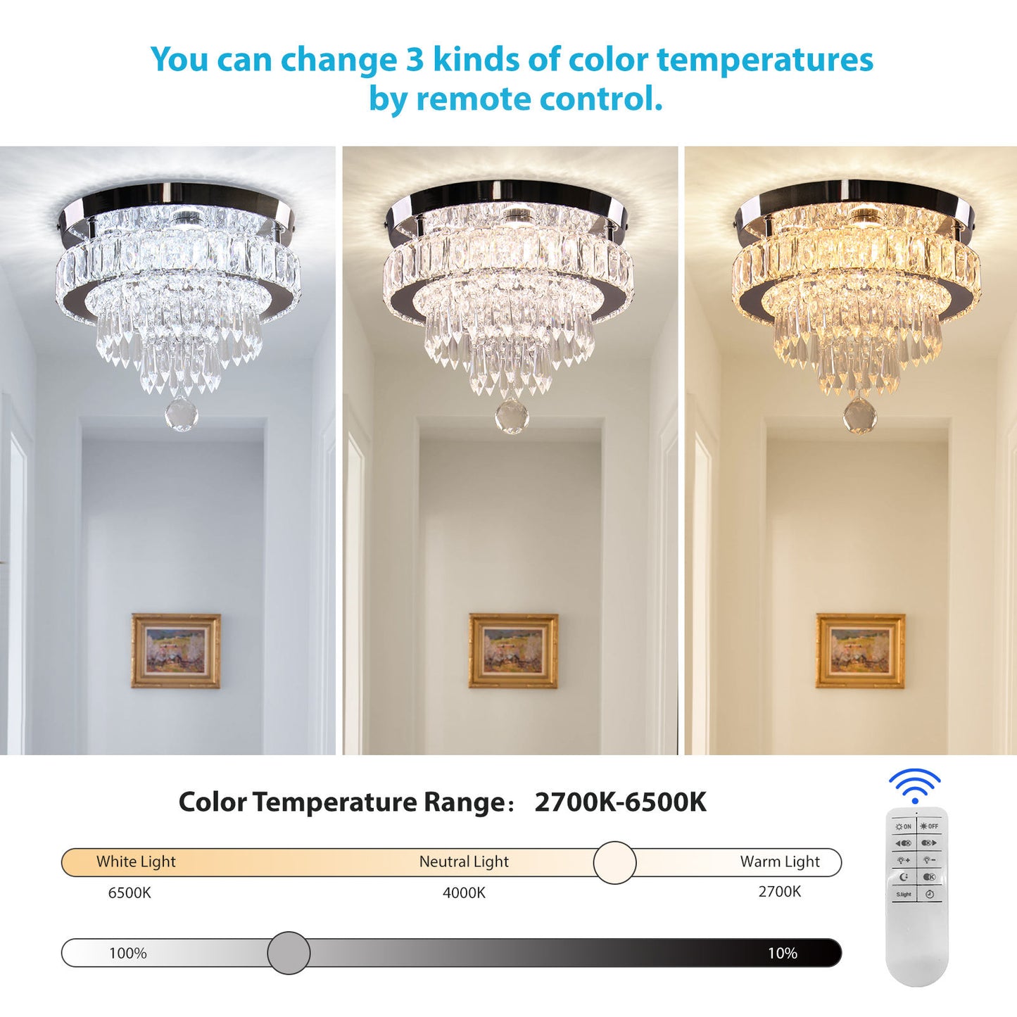 Dimmable Luxury LED Crystal Pendant Light Double-Layer Circular Light