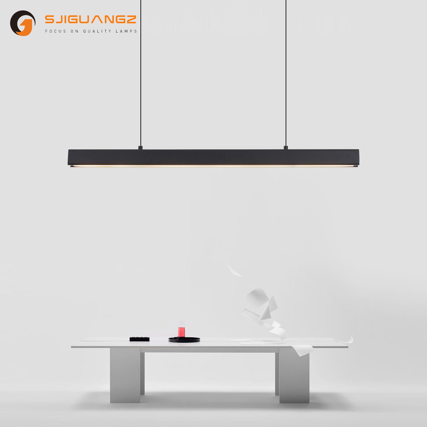 Modern Minimalist Long Strip Chandelier Black Line LED Pendant Lamp