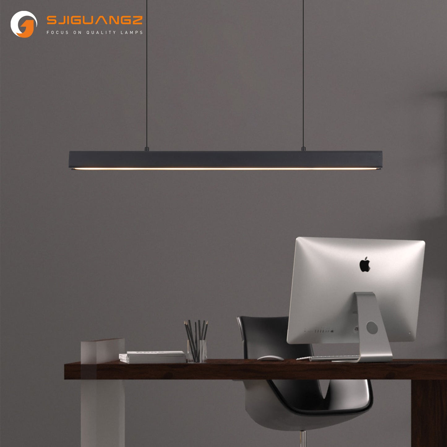 Modern Minimalist Long Strip Chandelier Black Line LED Pendant Lamp