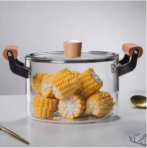 Heavy Duty Borosilicate Thick Glass Cooking Pots 2 Quarts to 5.8 Quarts