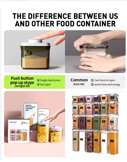 Pop-Up Storage Containers Keeps Food Longer through Built-In Vacuum