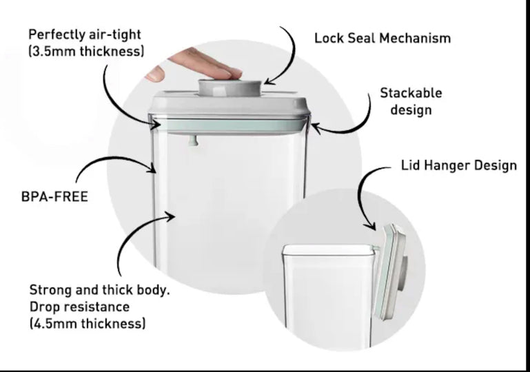 Pop-Up Storage Containers Keeps Food Longer through Built-In Vacuum