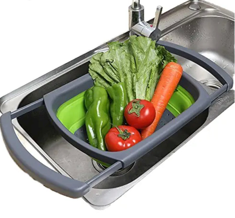 Collapsible EasyStor Over-the-Sink Colander Strainer