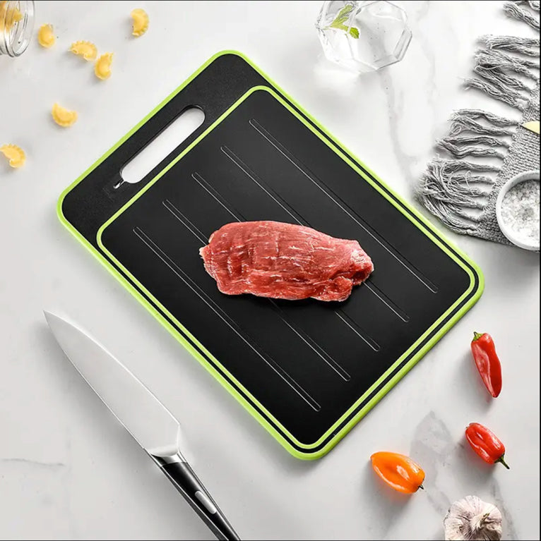 The "You Ain't Never Seen a Cutting Board Like This": 4-in-1 Defrosting Tray, Knife Sharpener, Garlic Grater and oh yes, Chopping Board!