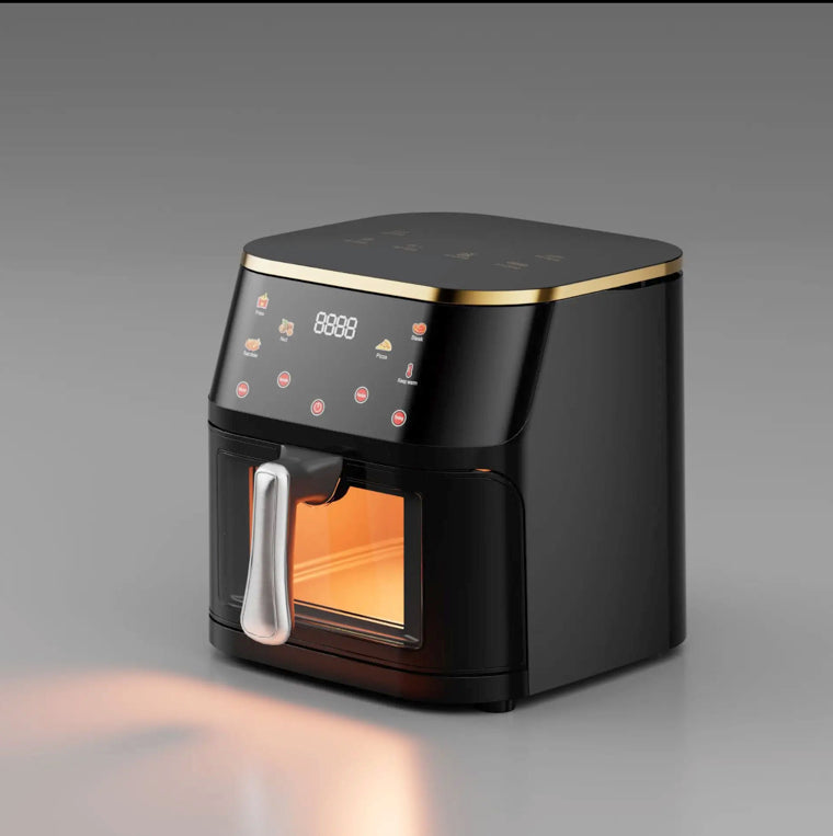 Stainless Steel Large Capacity Touch Screen Air Fryer w/Window, Black Body
