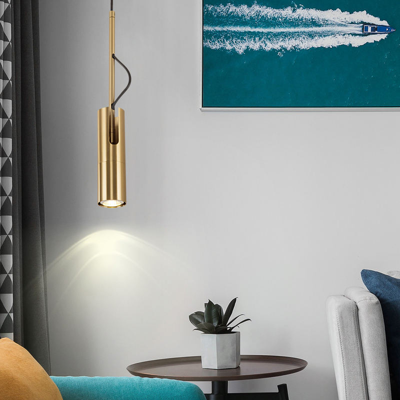 Nordic Modern Adjustable Gold Black Metal Single Head Hanging Small Pendant Lamp