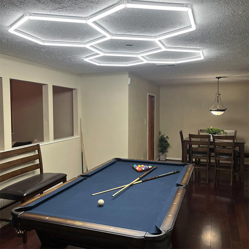 LED Hexagon Lighting for Garage Workshop 144W Luxury Barber Shop Gym Honeycomb Lights